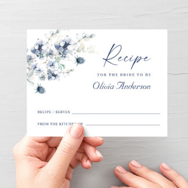 Elegante tarjeta de receta de ducha de novia azul  (Subido por el creador)