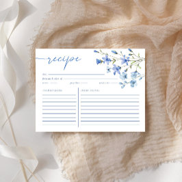 Elegante tarjeta de receta de ducha de novia azul