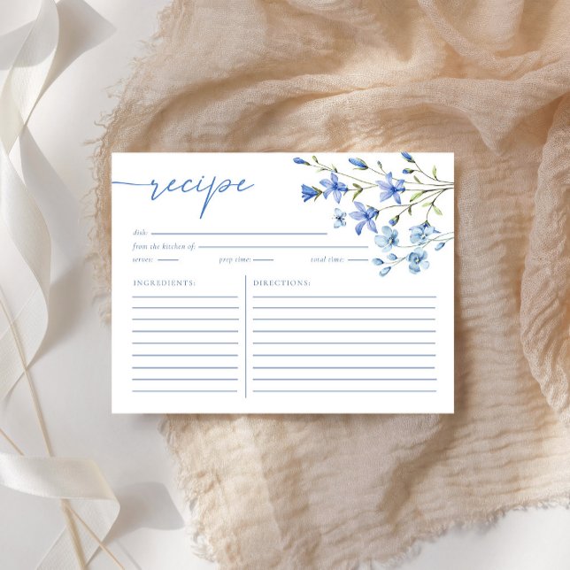 Elegante tarjeta de receta de ducha de novia azul  (Subido por el creador)