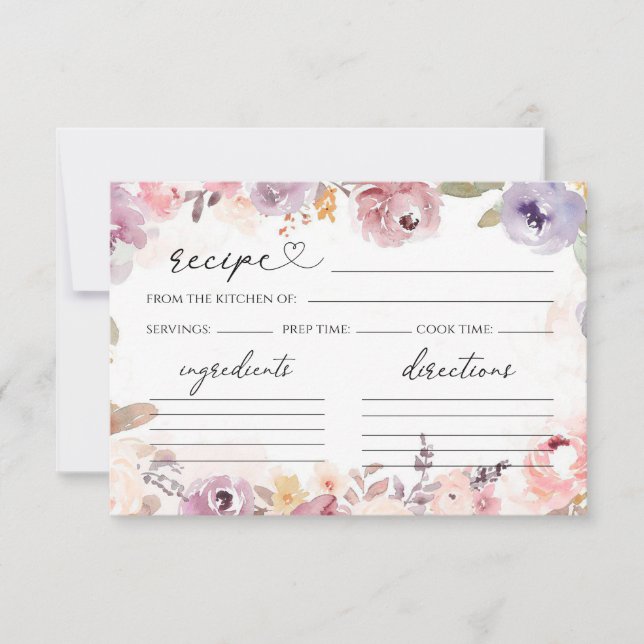 Elegante tarjeta de receta de flores silvestres pa (Anverso)