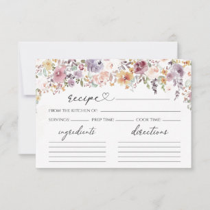 Elegante tarjeta de receta de flores silvestres pa