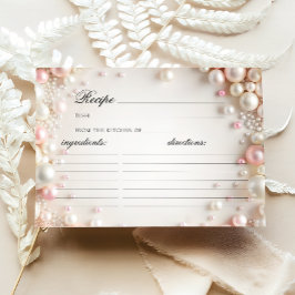 Elegante tarjeta de receta de Pearls Bridal Shower