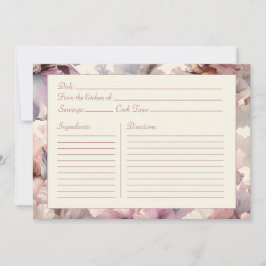 Elegante tarjeta de receta de Rubor Floral Bridal