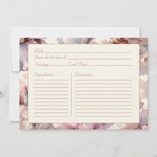 Elegante tarjeta de receta de Rubor Floral Bridal  (Anverso)
