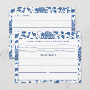 Elegante Tarjeta De Receta Del Patrón De China Azu