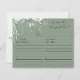 Elegante Tarjeta de Receta Elegante Sage Green Bri