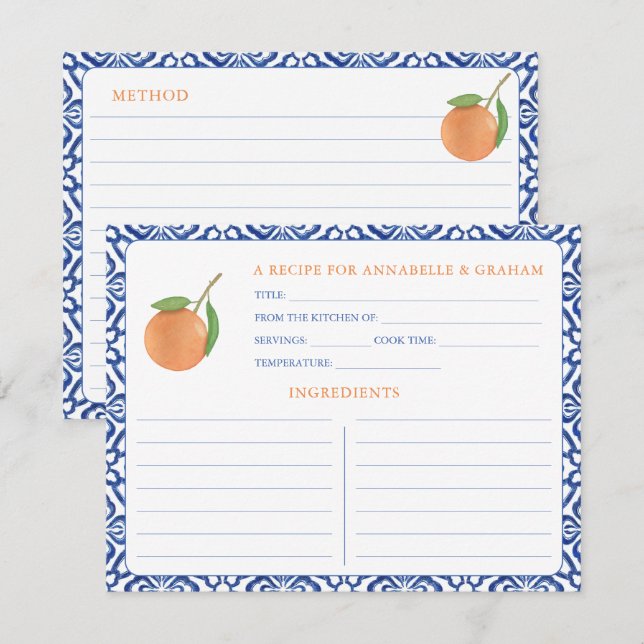 Elegante Tarjeta de Receta Estética Mediterránea d (Anverso / Reverso)