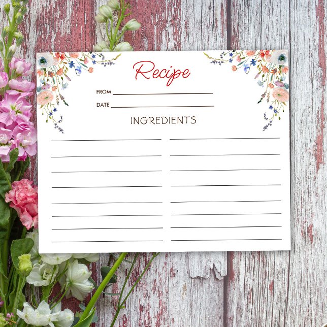 Elegante Tarjeta de Receta Floral (Subido por el creador)