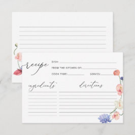 Elegante Tarjeta de Receta Floral Bridal Shower