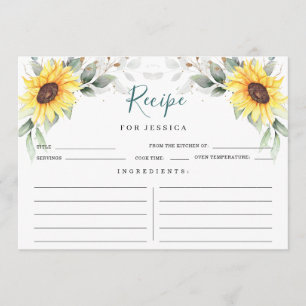 Elegante tarjeta de receta floral de girasoles ver