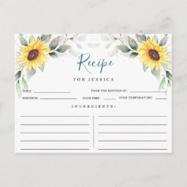 Elegante tarjeta de receta floral de girasoles ver