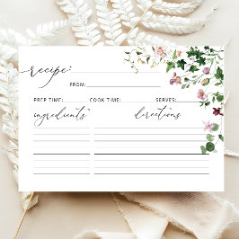 Elegante tarjeta de receta floral de manantial acu