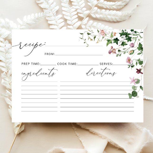 Elegante tarjeta de receta floral de manantial acu (Subido por el creador)