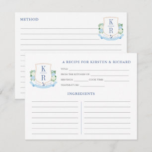 Elegante tarjeta de receta para duchas de novias e