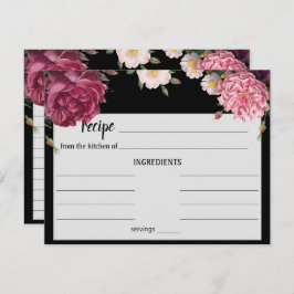 Elegante tarjeta de recetas de Borgoña y Boda Rosa