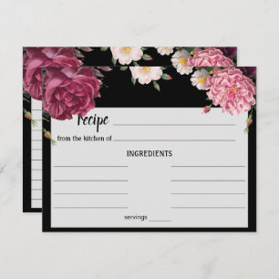 Elegante tarjeta de recetas de Borgoña y Boda Rosa