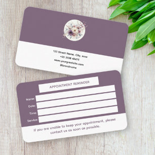 Elegante tarjeta de recordatorio de citas florales