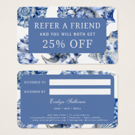 Elegante tarjeta de referencia de conchas azules