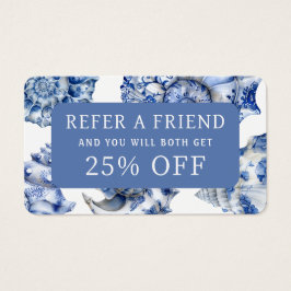 Elegante tarjeta de referencia de conchas azules