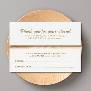 Elegante tarjeta de referencia de salón de belleza