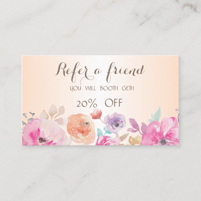 Elegante Tarjeta de referencia floral floral (Anverso)