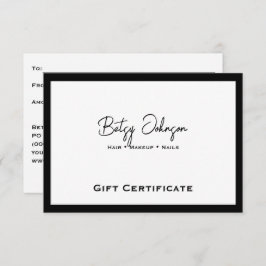 Elegante tarjeta de regalo blanca y negra