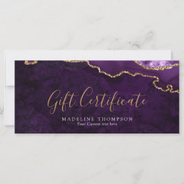 Elegante tarjeta de regalo de certificado de agost
