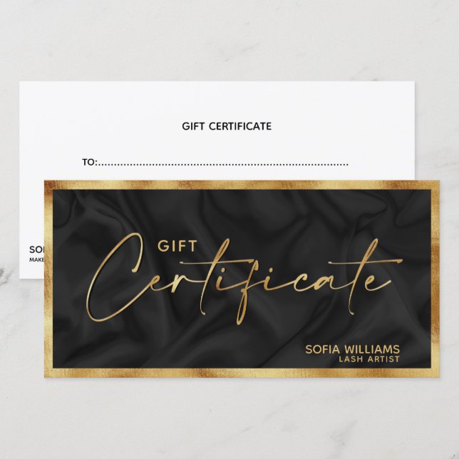 Elegante tarjeta de regalo de certificado de oro m (Anverso / Reverso)