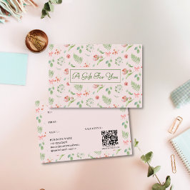 Elegante tarjeta de regalo de patrón floral rosa