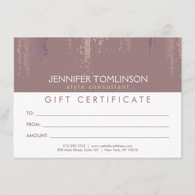 Elegante tarjeta de regalo del patrón de lluvia de (Anverso)