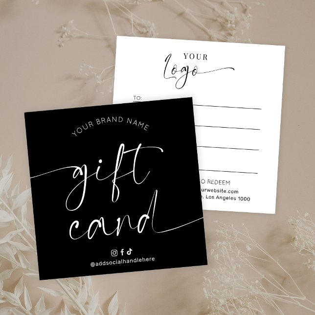 Elegante tarjeta de regalo del Salón de pelo con l (Elegant black and white gift card design with elegant script fonts and your logo)