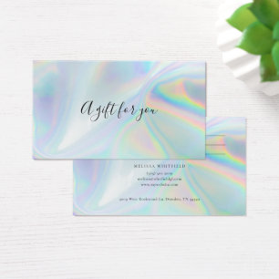 Elegante tarjeta de regalo holográfica azul irland