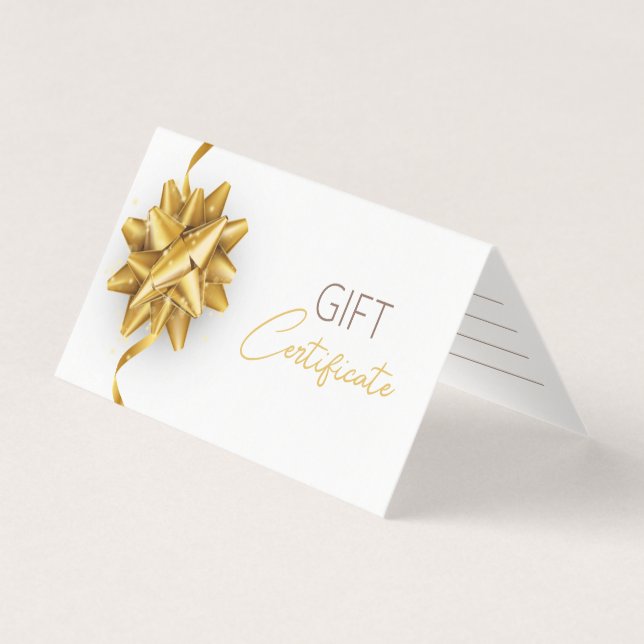 Elegante tarjeta de regalo Luminosa de Bow de Oro  (Anverso)