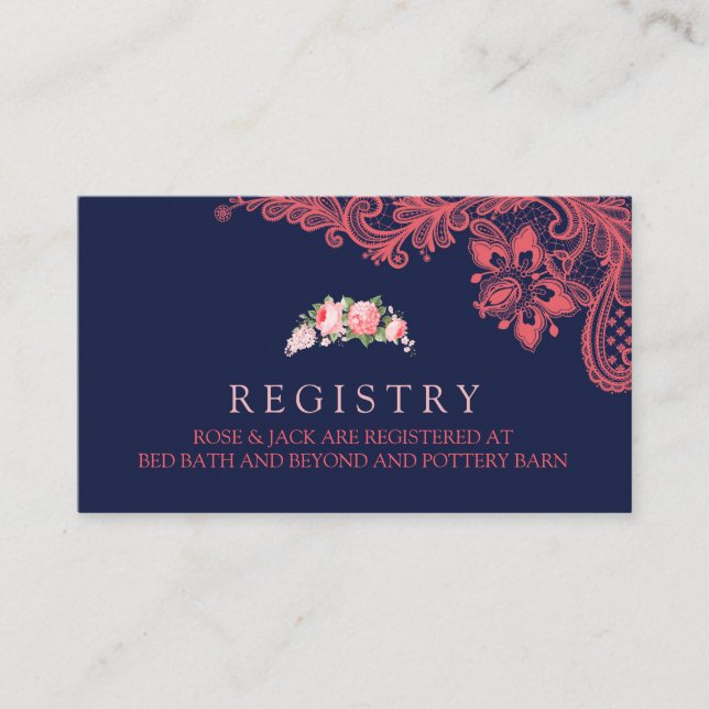 Elegante tarjeta de registro de Bodas de la Marina (Anverso)
