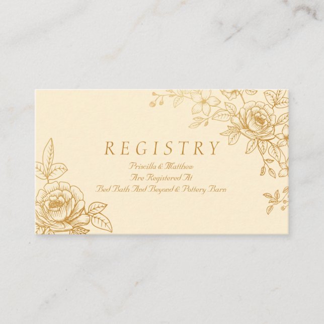 Elegante tarjeta de registro de Bodas florales de  (Anverso)