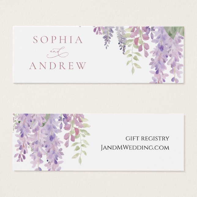 Elegante Tarjeta de Registro de Flores de Wisteria (Anverso y reverso)