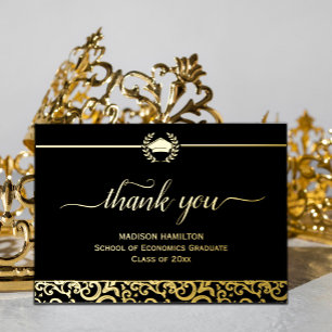 Elegante tarjeta de Relieve metalizado de graduaci