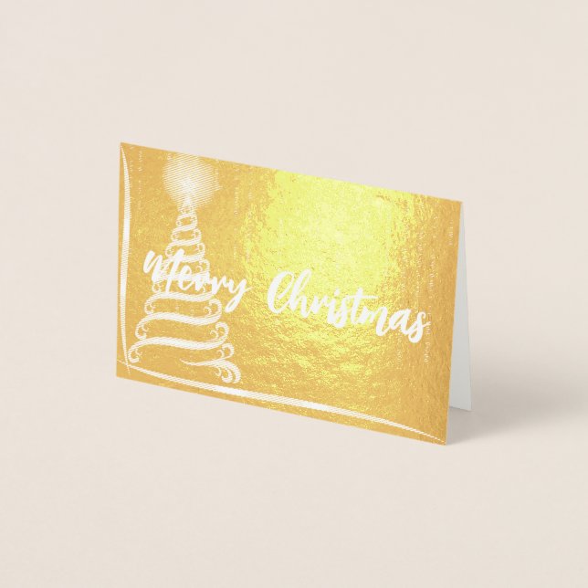 Elegante Tarjeta de Relieve metalizado de Navidad  (Anverso)