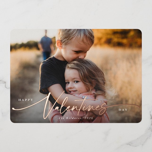 Elegante Tarjeta de Relieve metalizado Día de San  (Anverso)