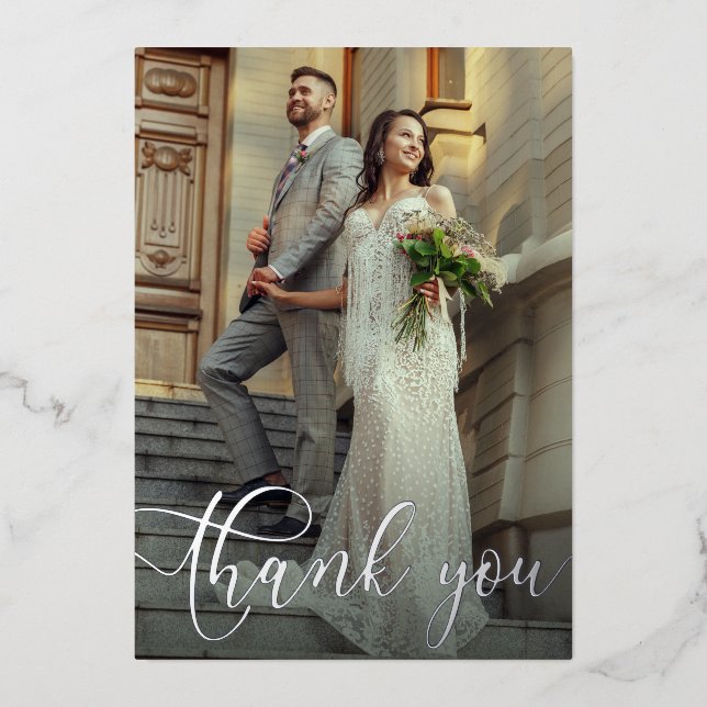 Elegante tarjeta de Relieve metalizado plateado de (Anverso)