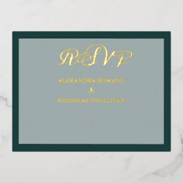 Elegante tarjeta de Relieve metalizado RSVP para B