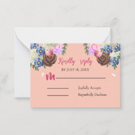 Elegante Tarjeta de respuesta Apricot Floral Boda