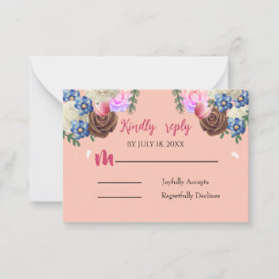Elegante Tarjeta de respuesta Apricot Floral Boda