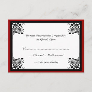 Elegante tarjeta de respuesta Boda barroca