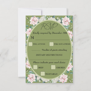 Elegante Tarjeta de Respuesta Boda de Abrazo Flora