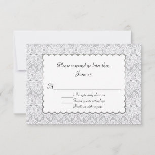 Elegante tarjeta de respuesta Boda de encaje blanc