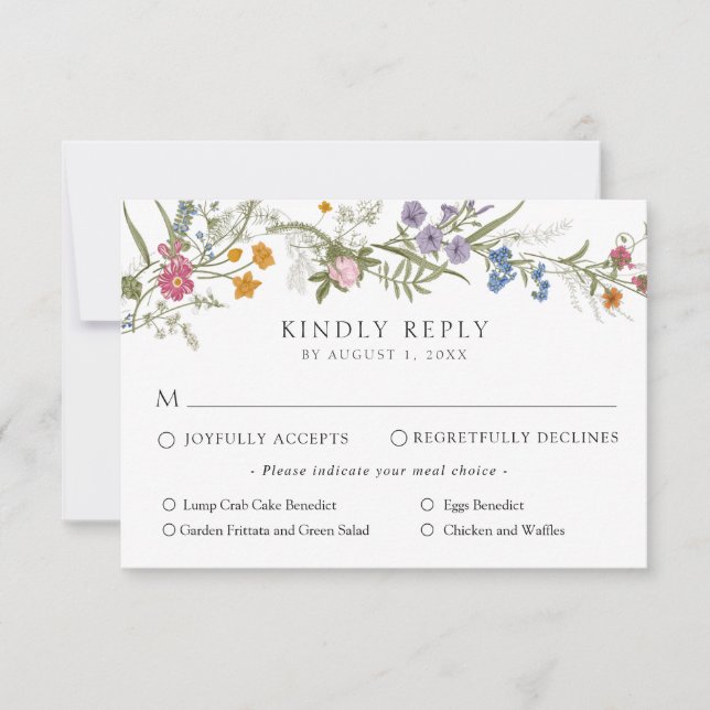 Elegante Tarjeta de respuesta Boda de virutas de v (Anverso)