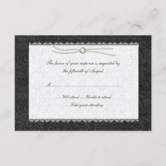 Elegante tarjeta de respuesta Boda en blanco y neg