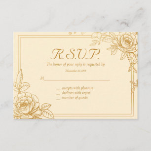 Elegante tarjeta de respuesta Boda floral dorada