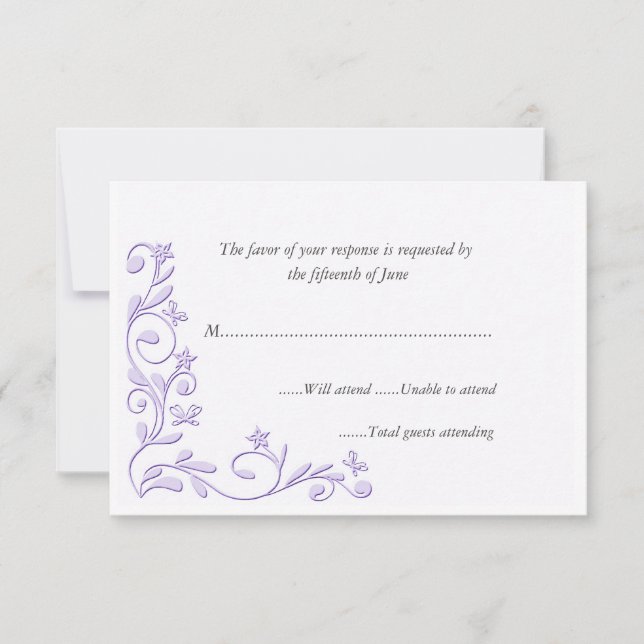 Elegante tarjeta de respuesta Boda formal (Anverso)